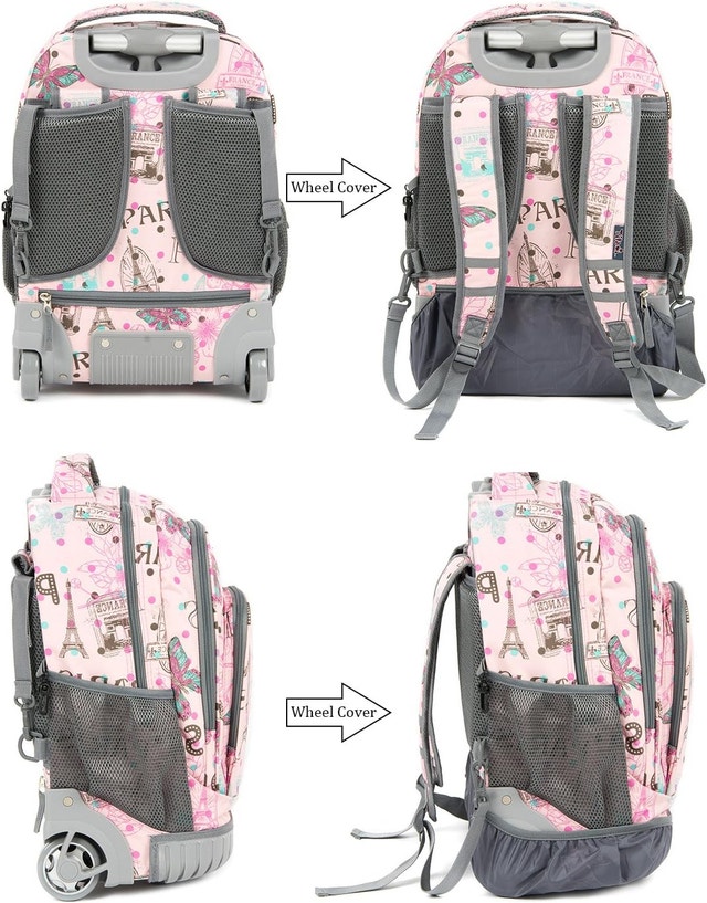 NEW Tilami Kids Rolling Backpack 18 inch Laptop Backpack, Pink - photo 4