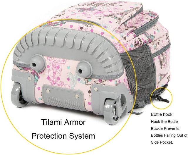 NEW Tilami Kids Rolling Backpack 18 inch Laptop Backpack, Pink - photo 5