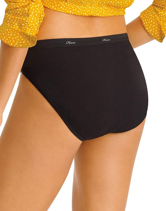NEW 10/3XL Hanes Women's Black Cotton Hi Cut Panties Underwear 1 - photo 2