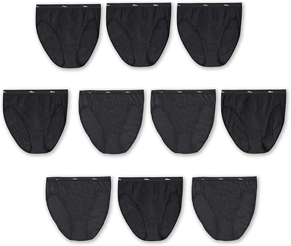 NEW 10/3XL Hanes Women's Black Cotton Hi Cut Panties Underwear 1 - photo 3