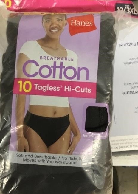 NEW 10/3XL Hanes Women's Black Cotton Hi Cut Panties Underwear 1 - photo 5