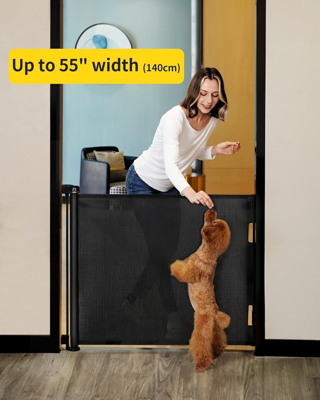 NEW Dearlomum 33x55" BLACK Retractable Baby / Pet Gate