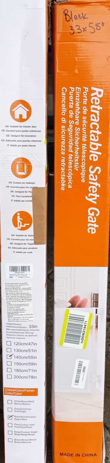 NEW Dearlomum 33x55" BLACK Retractable Baby / Pet Gate - photo 5