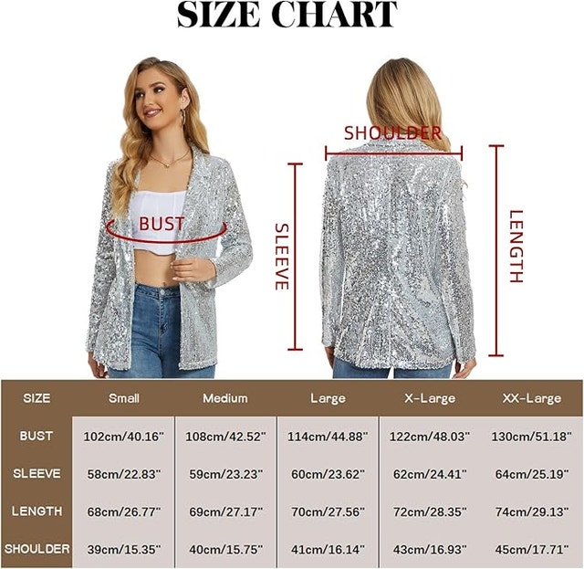 Ypser Women's Silver Sequin Blazer - Small - photo 4