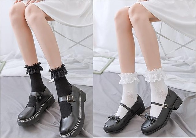 6 Pairs Women's Ruffle Socks Lace Frilly Ankle Fashion Japan - photo 4