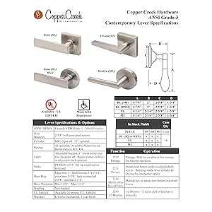 Copper Creek VL2231TB Verona Lever Privacy Door Handles (New) - photo 4