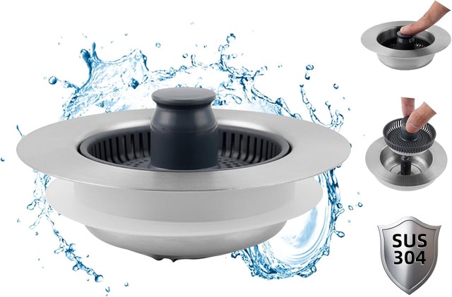 NEW Hibbent 3-in-1 Kitchen Sink Strainer & Stopper