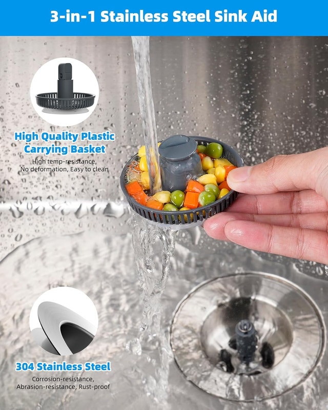 NEW Hibbent 3-in-1 Kitchen Sink Strainer & Stopper - photo 3