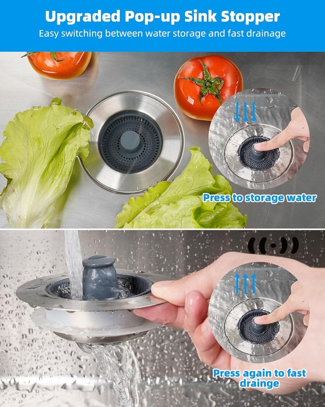NEW Hibbent 3-in-1 Kitchen Sink Strainer & Stopper - photo 4