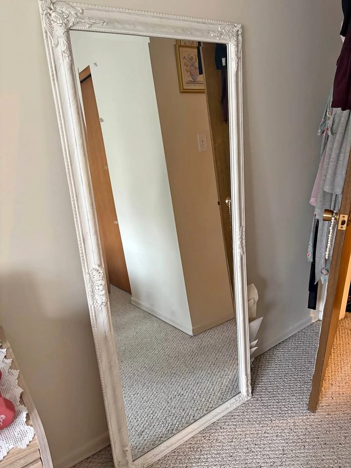 Ornate White Full Length Floor Mirror