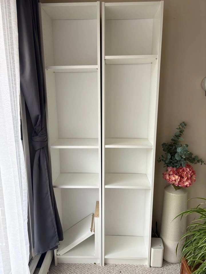 Pair of White IKEA Billy Bookcases - photo 2