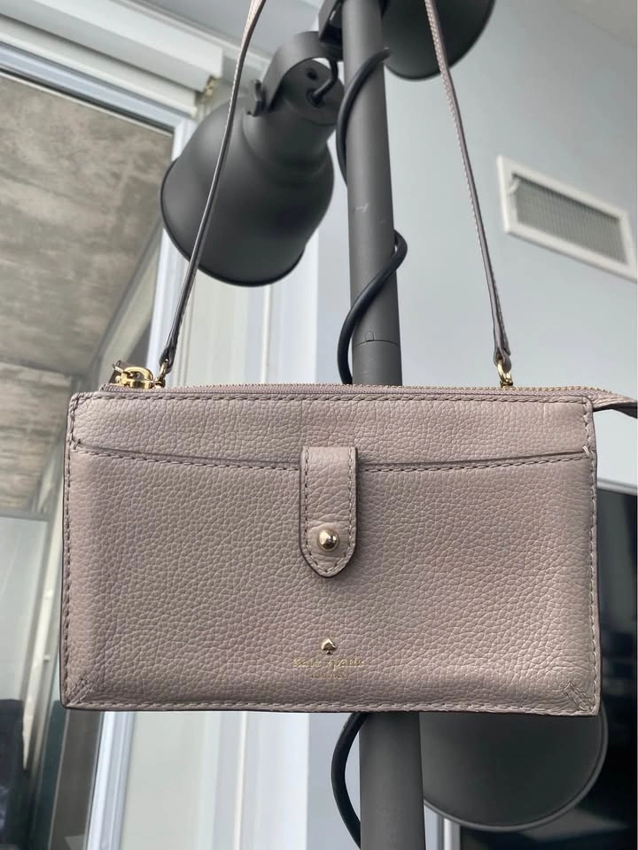 Brand New Kate Spade Taupe Crossbody Wallet on Strap - photo 2