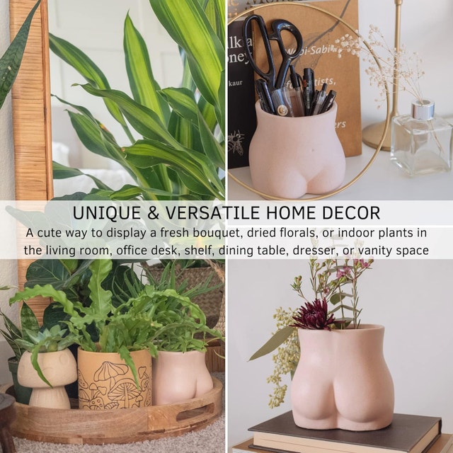 NEW Butt Planter Body Ceramic Vase Female Form Booty Flower w/Dr - photo 2