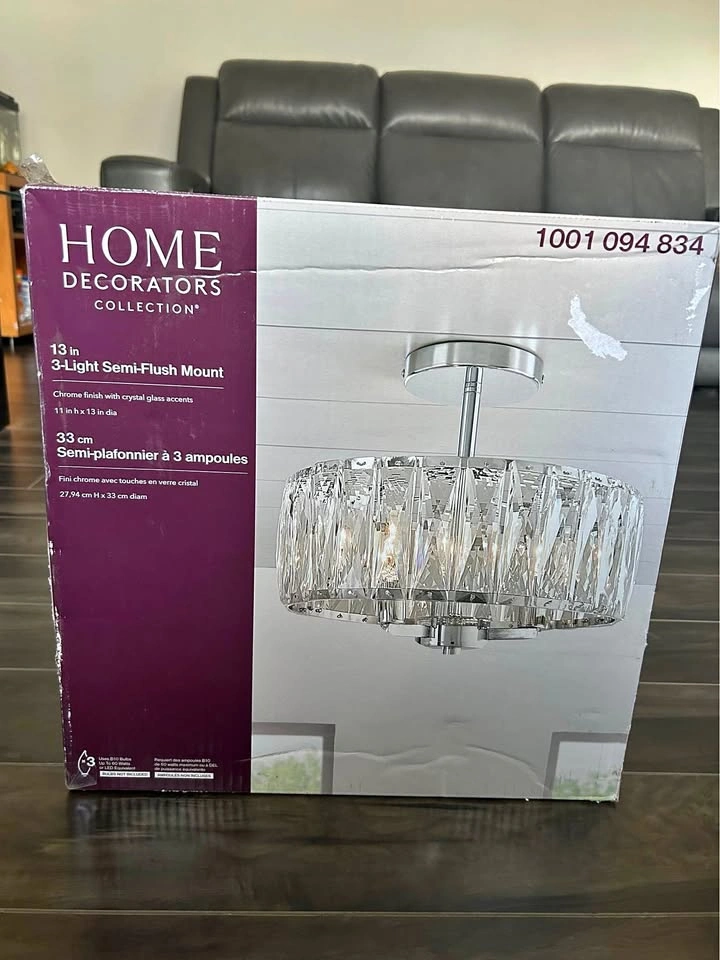Brand new Chandelier - 13 in 3-Light Semi-Flush Mount