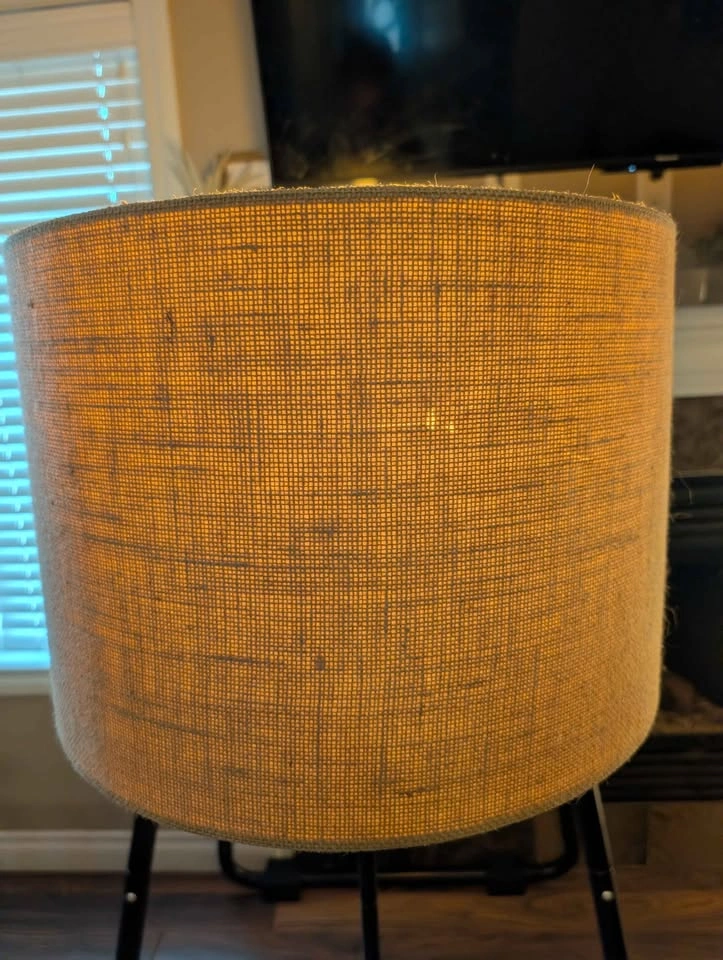 Large Burlap Drum Lampshade – Natural Texture - photo 2