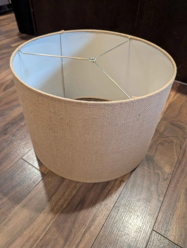 Large Burlap Drum Lampshade – Natural Texture - photo 3
