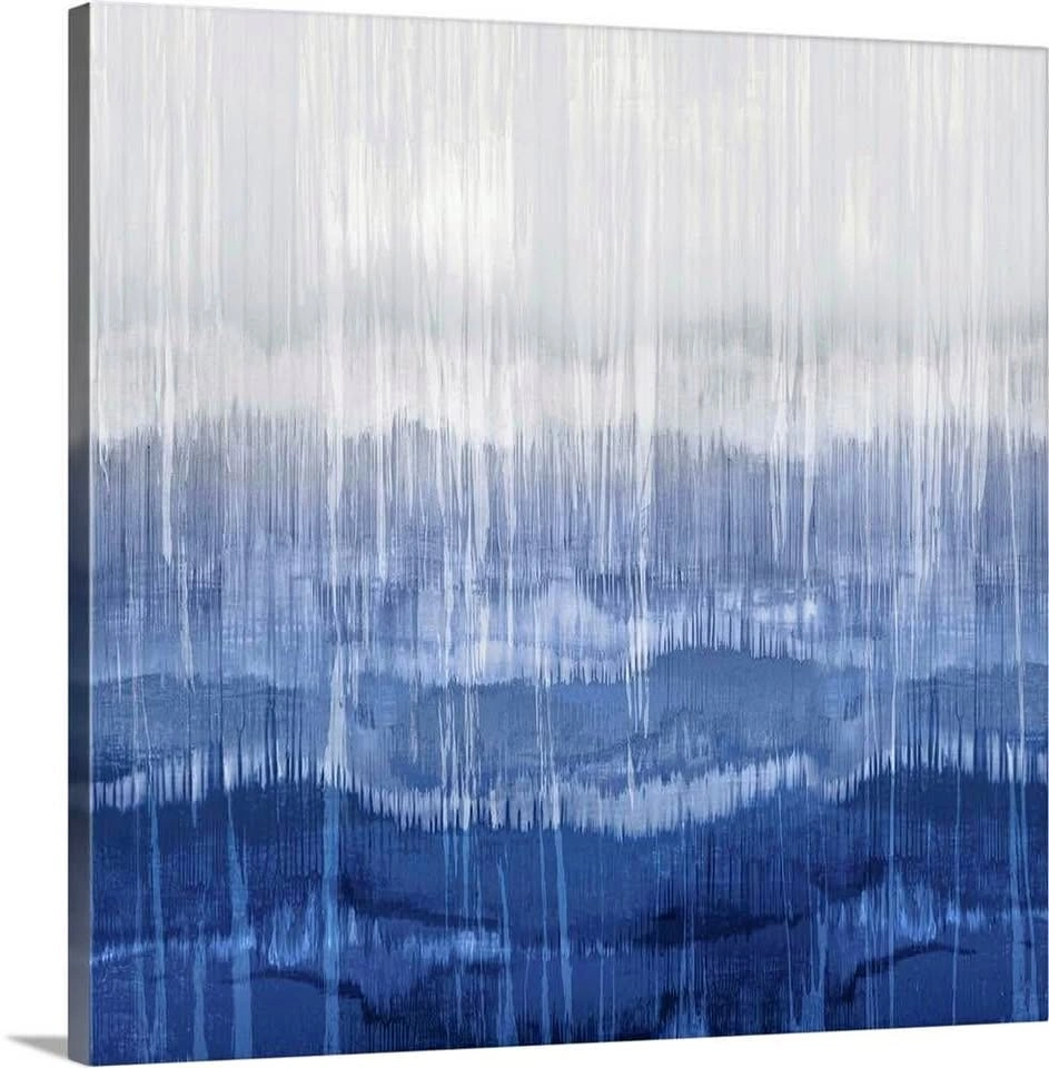 Abstract Drip Indigo Canvas by David Moore