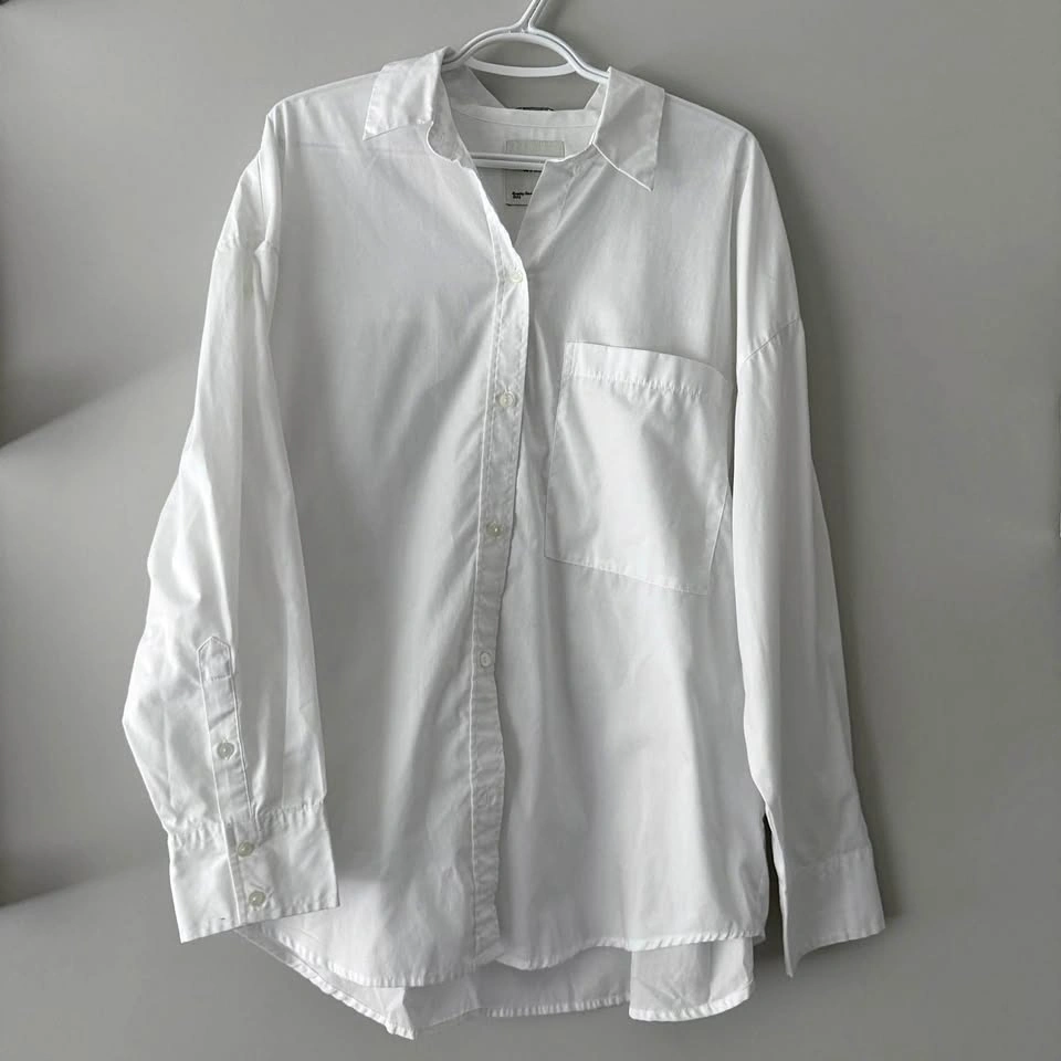 Abercrombie & Fitch Oversized Long Sleeve Button Up White Size L