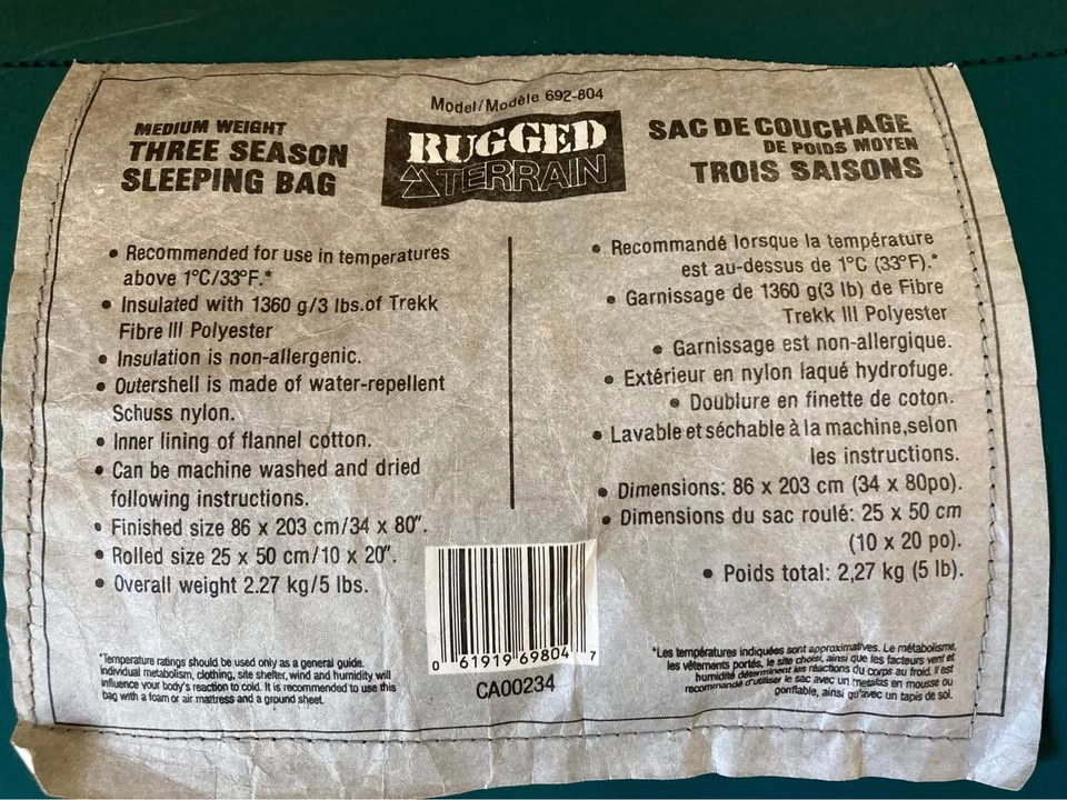 Sleeping Bag With Carrying Case Rugged Terrain 3 Season - photo 4