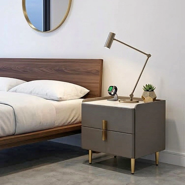 Slim Solid Wood Bedside Cabinet - Two Drawer Nightstand