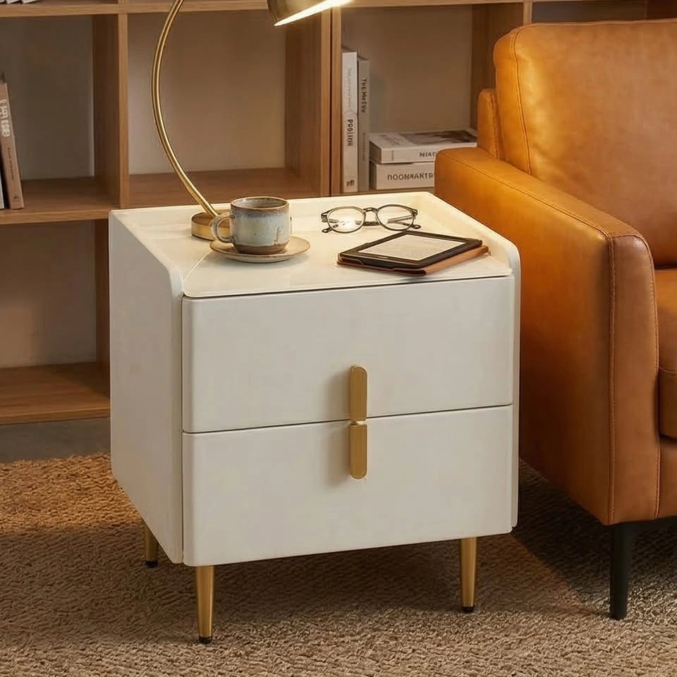 Slim Solid Wood Bedside Cabinet - Two Drawer Nightstand - photo 2