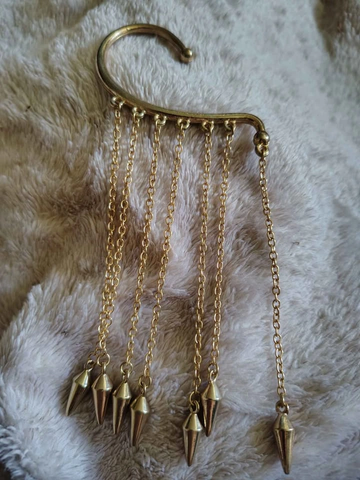 NEW Gold Tone Clip Earring - Ear Cuff Tassel - photo 2
