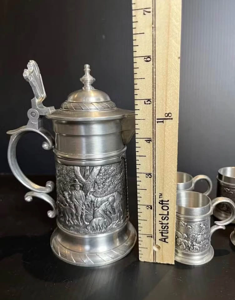 Vintage West German Pewter Schnapps Set - photo 2