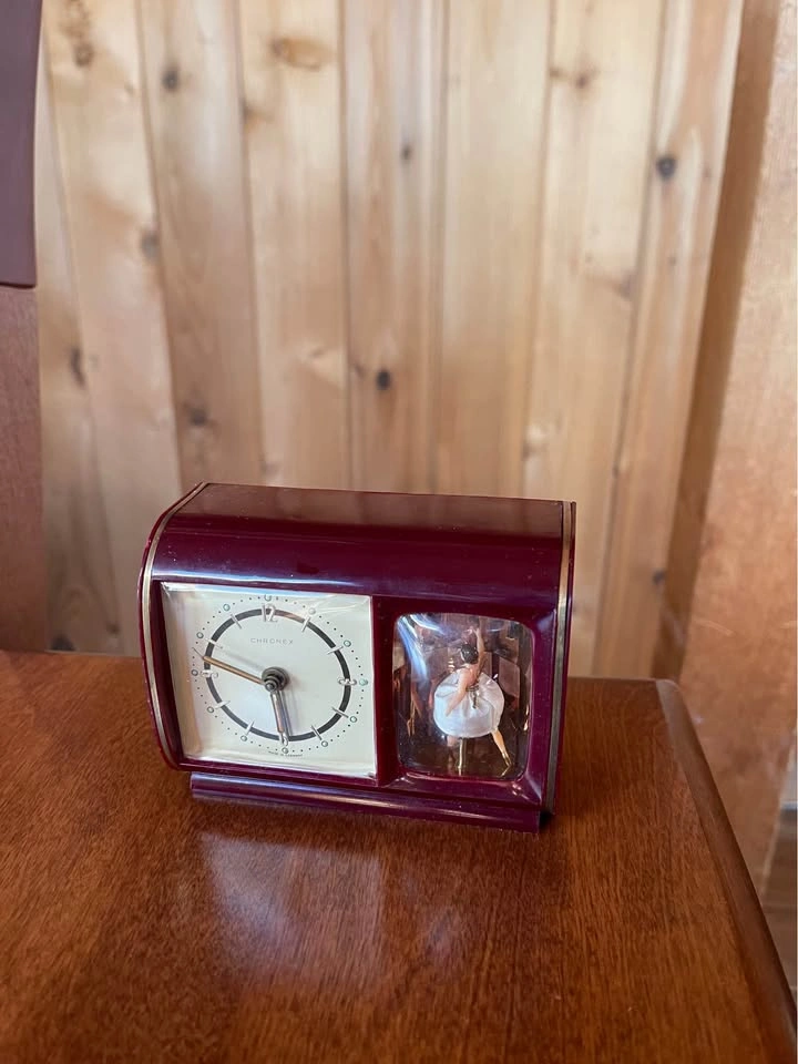 Vintage Reuge Saxony Germany Dancing Ballerina Music Alarm Clock - photo 2