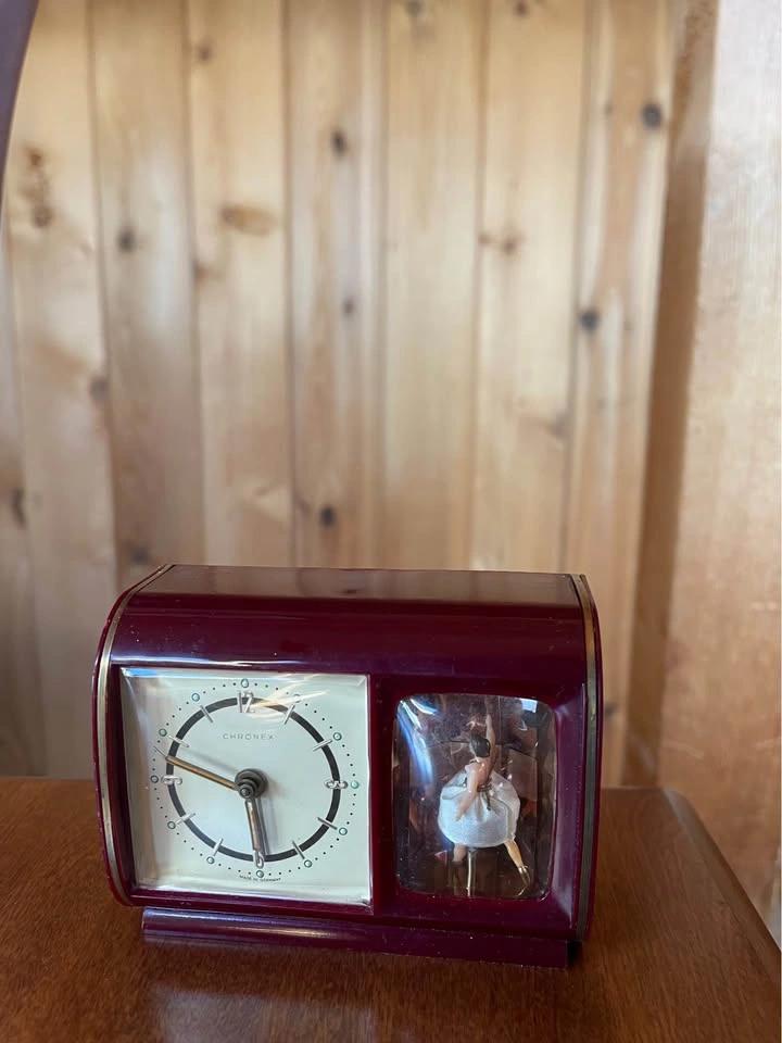 Vintage Reuge Saxony Germany Dancing Ballerina Music Alarm Clock - photo 3