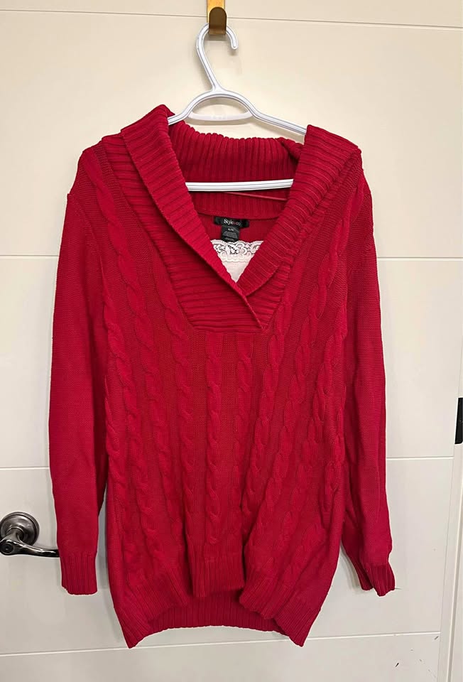 Women’s Style and Co Red V-Neck sweater size XL