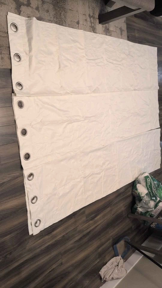 Pair of Cream Grommet Curtains - photo 2