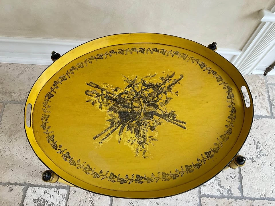 Vintage Italian Tole Tray & Folding Stand - photo 2