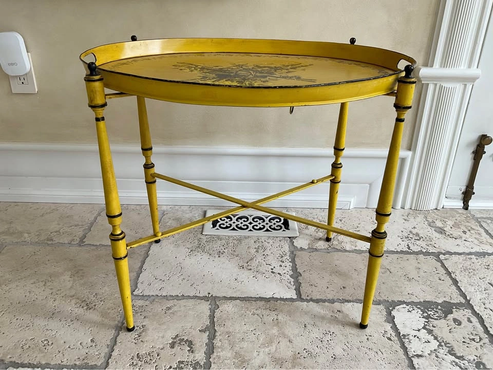 Vintage Italian Tole Tray & Folding Stand - photo 4