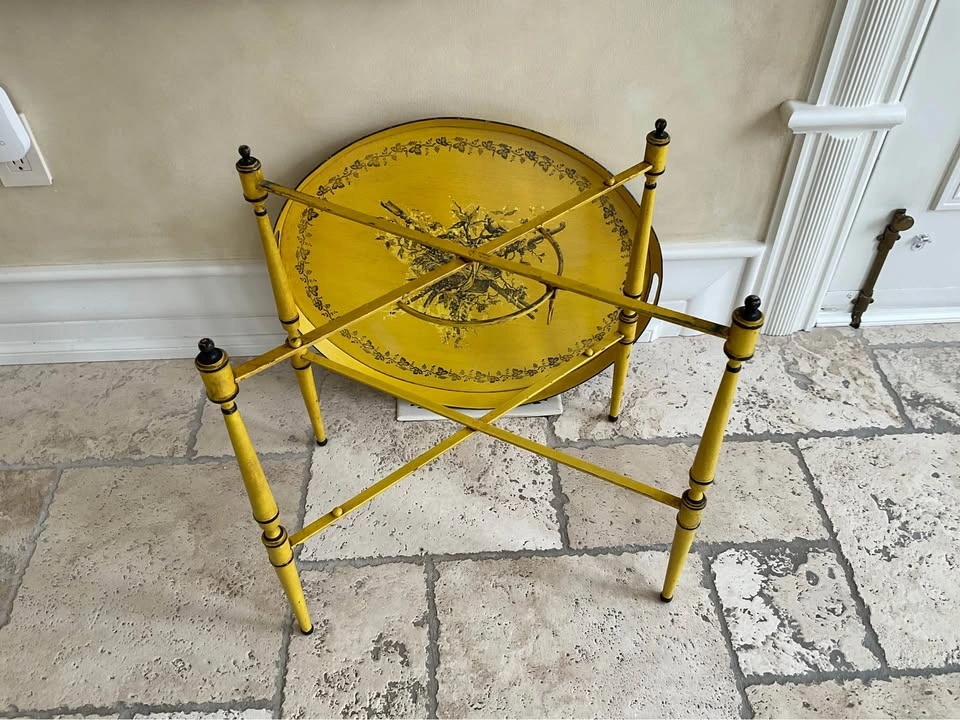 Vintage Italian Tole Tray & Folding Stand - photo 5