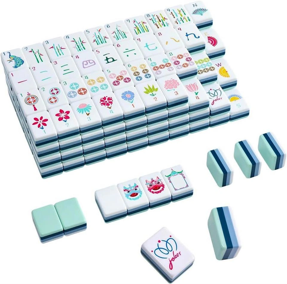 160 Acrylic Mahjong Tiles Set with Bag & Accessories