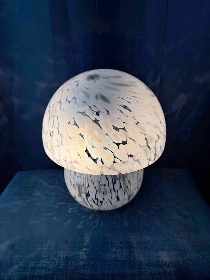 Mid-Century Modern Inspired Glass Mushroom Table Lamp - Green/Wh