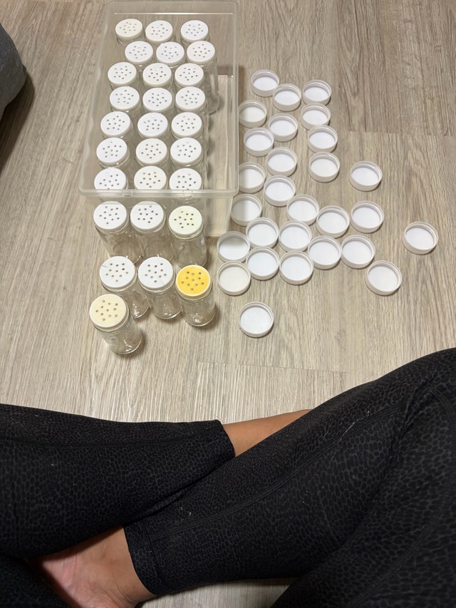 Spice Bottles - Set of 28 Glass Bottles with White Caps - photo 2