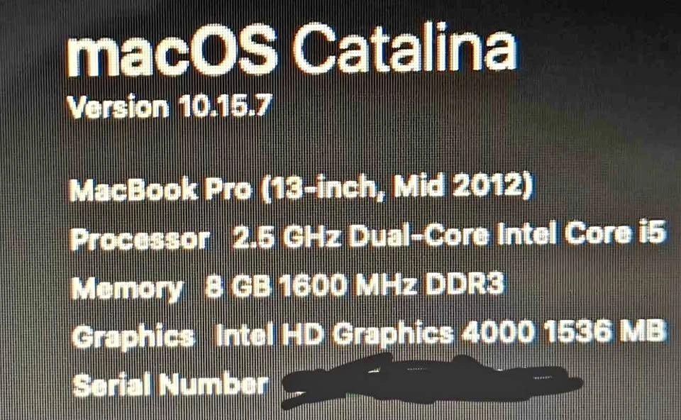 MacBook Pro 13-inch Mid 2012, 2.5GHz i5, 8GB RAM, 120GB SSD