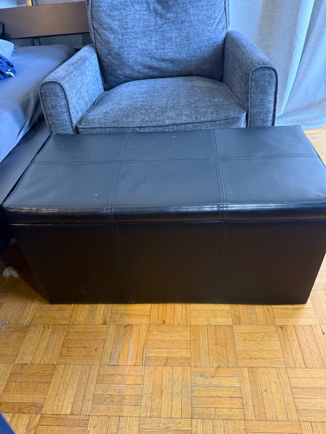 Black Leather Ottoman