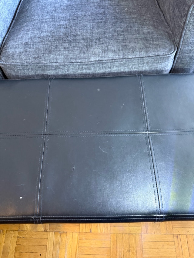 Black Leather Ottoman - photo 3
