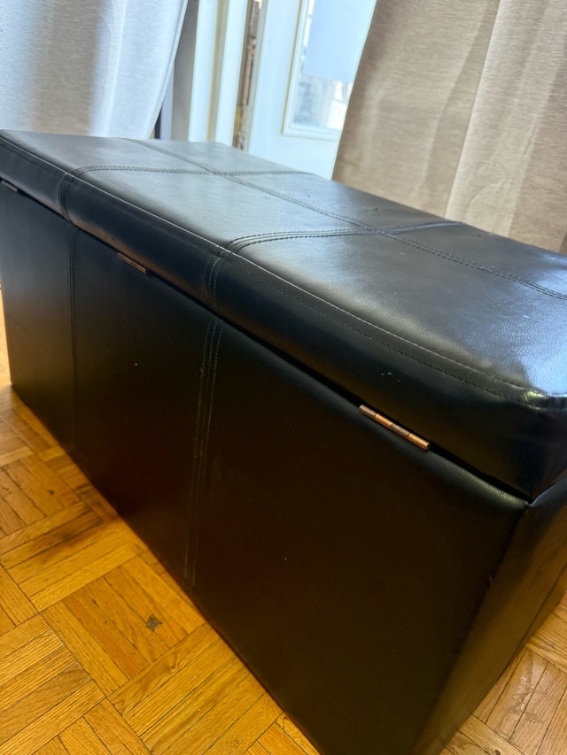 Black Leather Ottoman - photo 4