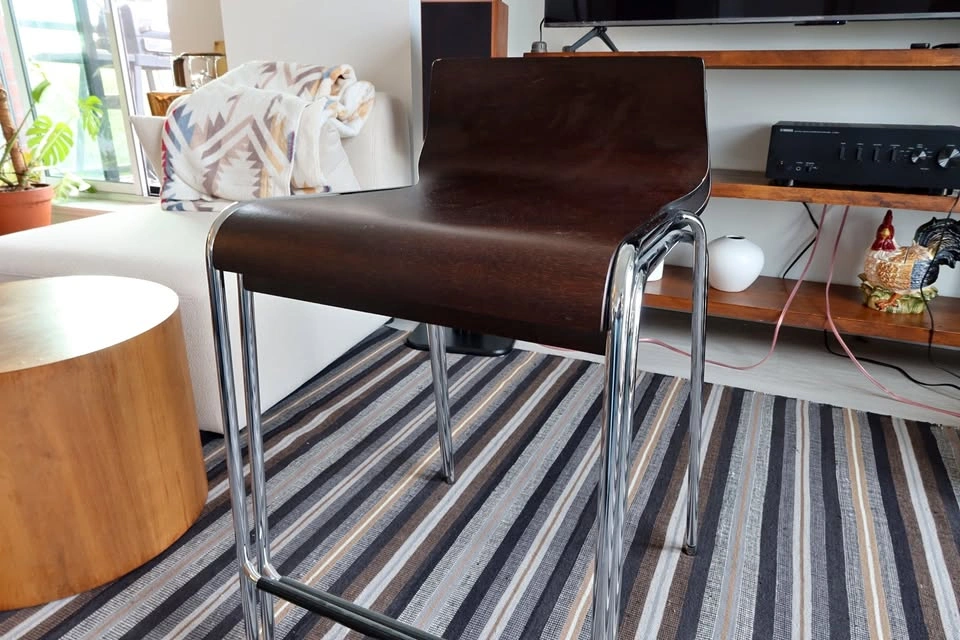 Calligaris Counter Stools (Pair) - Made in Italy, Wenge & Chrome