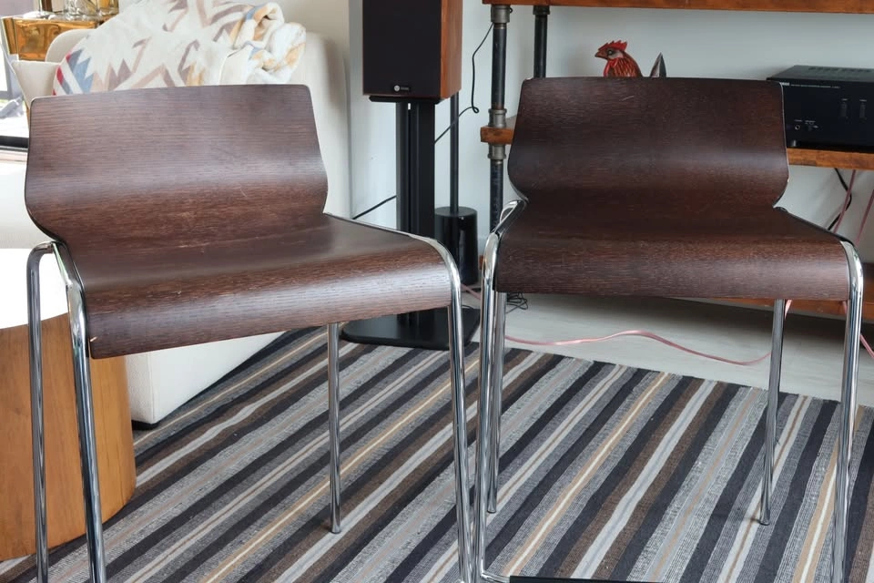 Calligaris Counter Stools (Pair) - Made in Italy, Wenge & Chrome - photo 3