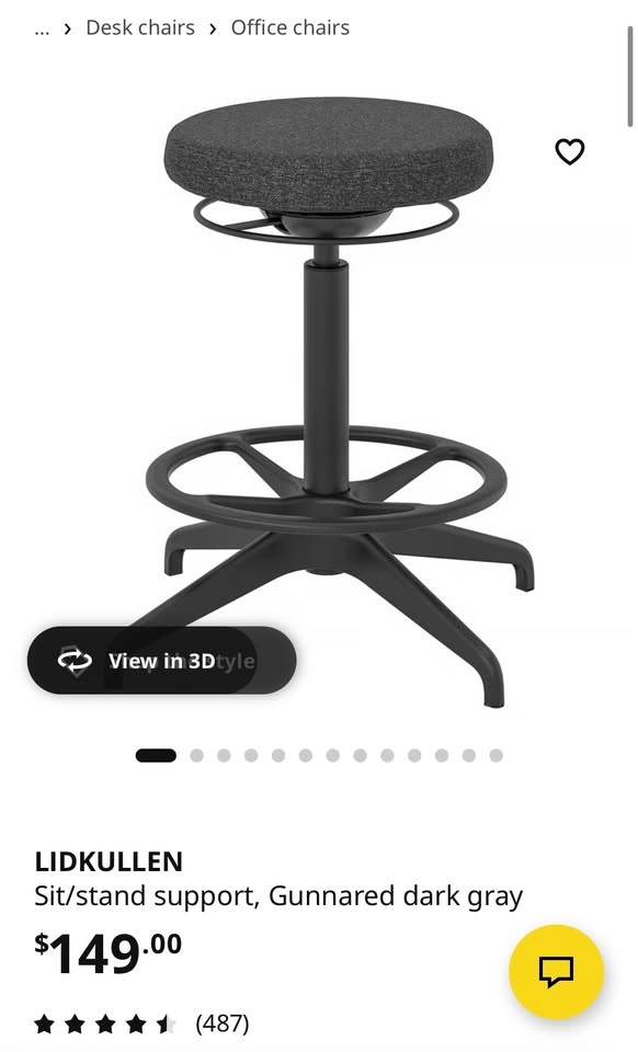 IKEA Lidkullen Sit/Stand Desk Stool - photo 2