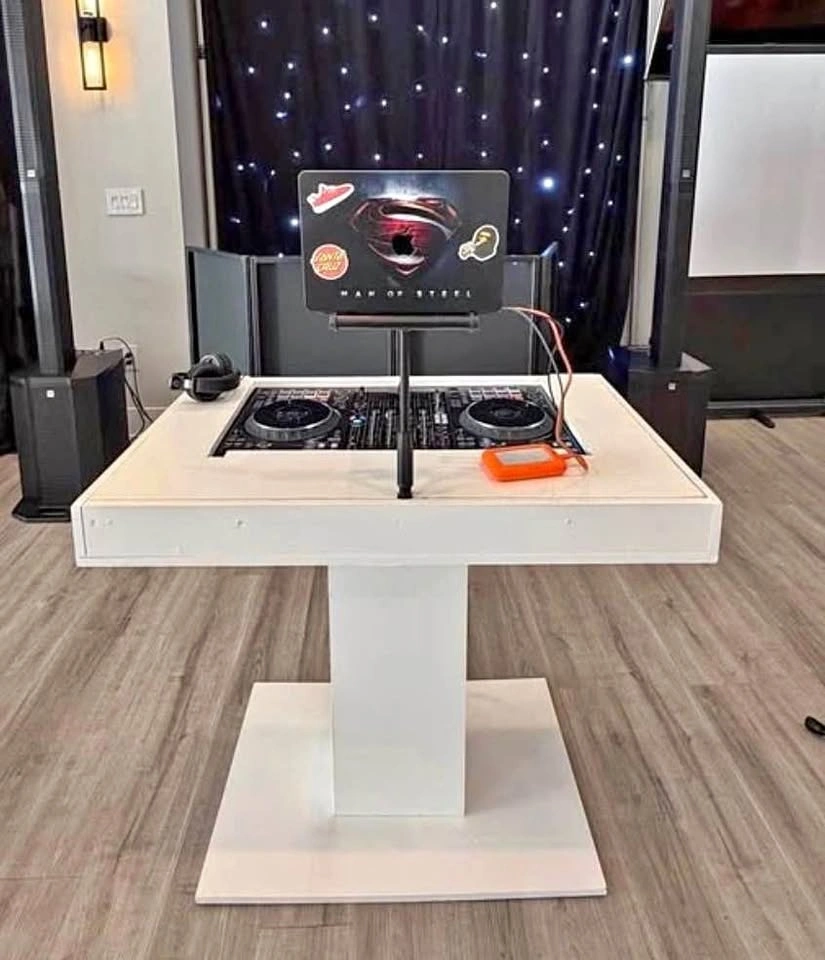 Custom 4-Piece White DJ Table (Detachable)