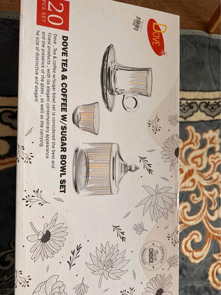Elegant Glass Tea & Coffee Set with Sugar Bowl – Bought from Kuw - photo 2