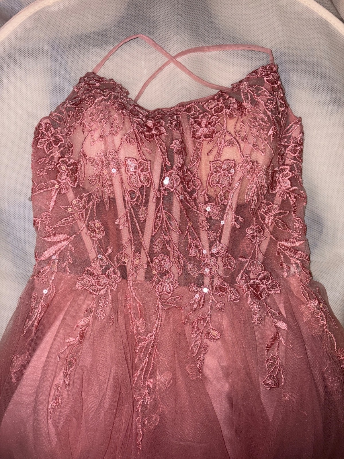 Prom Dress - New, Blush Pink, Size 2, Floral Tulle Ball Gown - photo 2