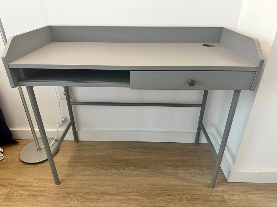 Gray Desk with Drawer (IKEA HAUGA)
