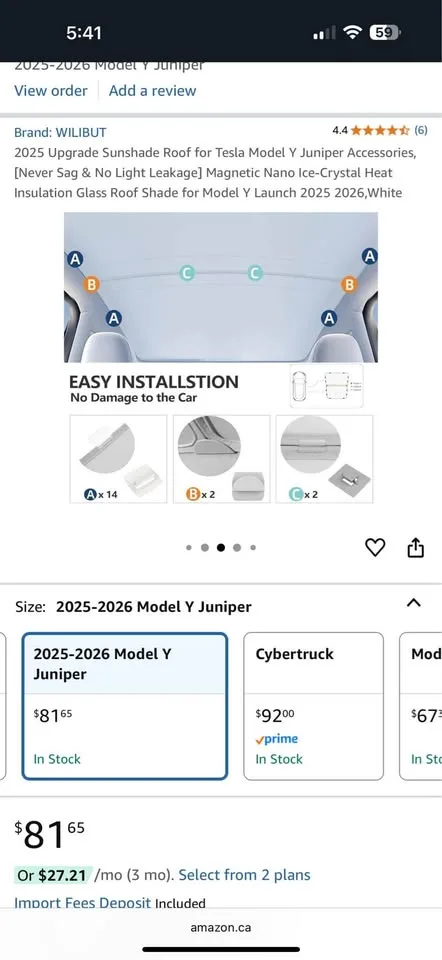Sunshade for Tesla Model Y Juniper (2025+) image indicator(5)
