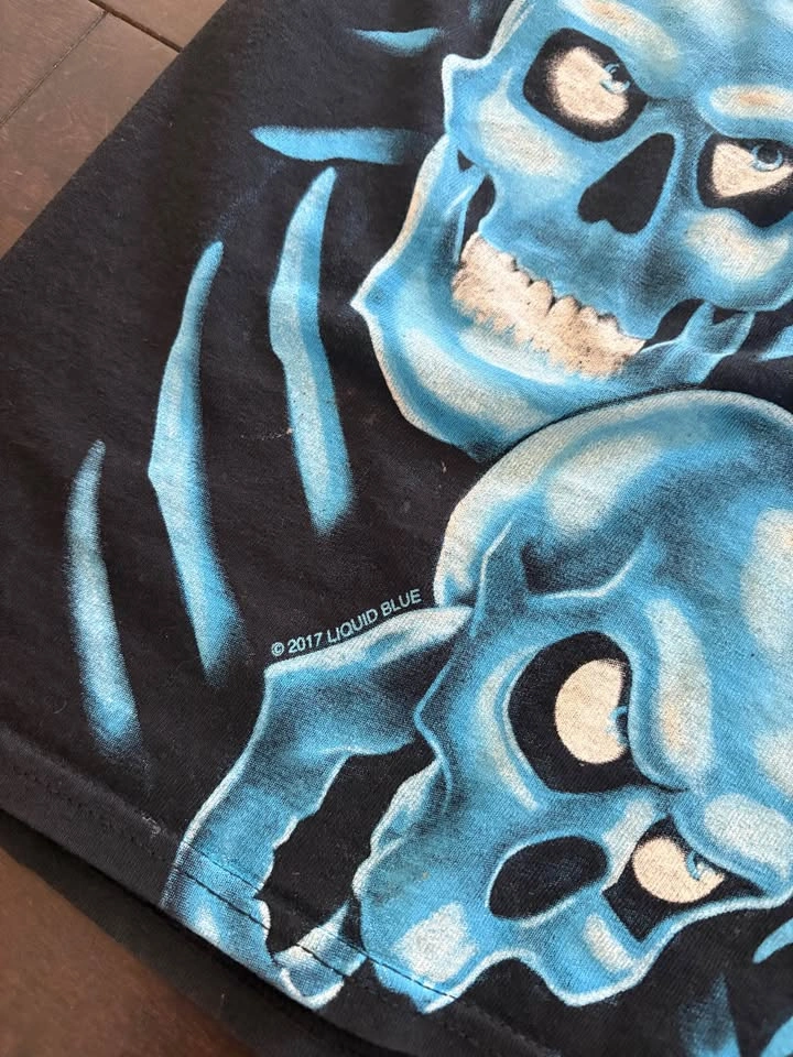 Liquid Blue Skulls All Over Print T-Shirt XL - photo 2